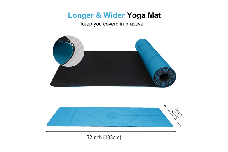 Tappetino da yoga in gomma PU blu sano