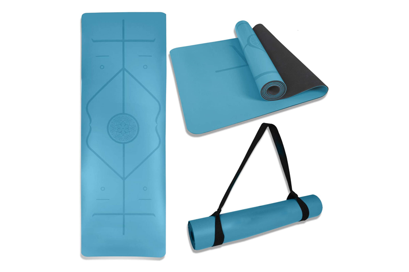 Tappetino da yoga in gomma PU blu sano